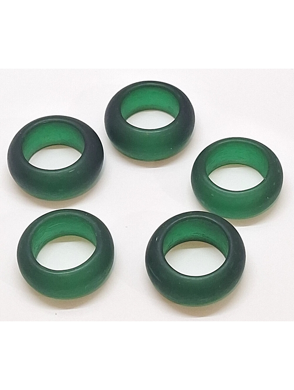 Set 5 Vintage Gorgeous Frosted Solid Glass Napkin Rings Sea Foam Green Ice